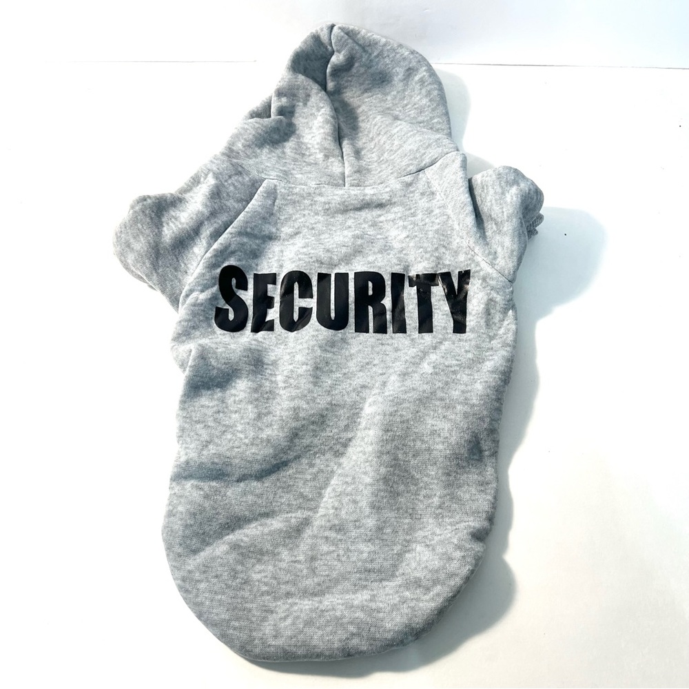 Gray “Security” Dog Hoodie – Size XL(for small dogs) Please see size chart